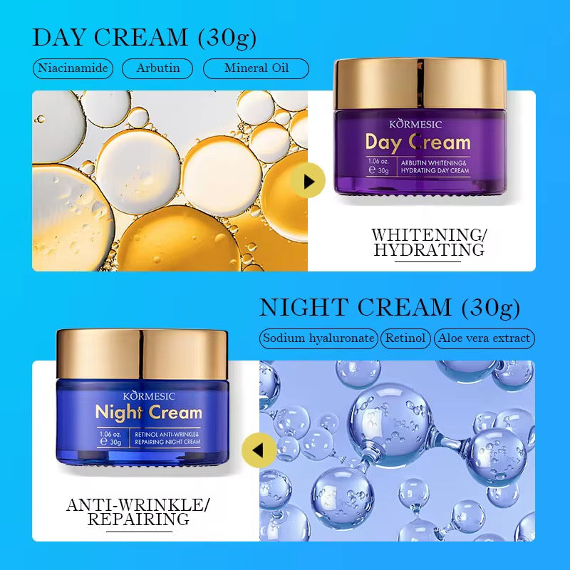 Day & Night Cream Set – Brightening, Hydrating & Repairing (2 x 30g)