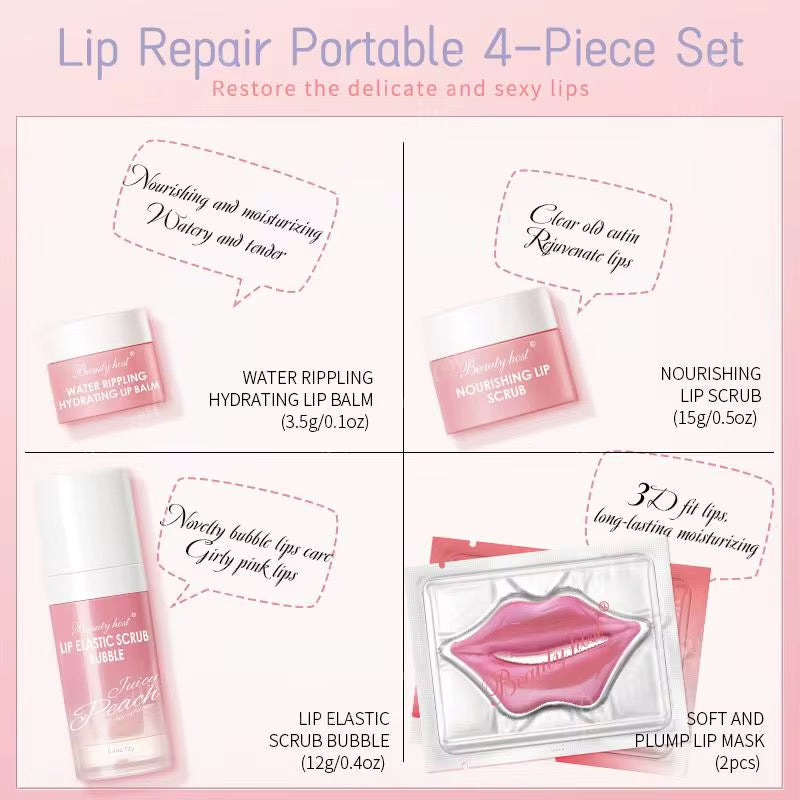 Pink Lip Repair Set – 4-Piece Hydrating & Exfoliating Kit