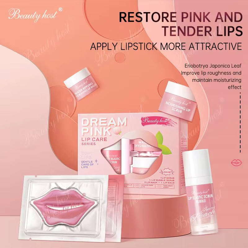 Pink Lip Repair Set – 4-Piece Hydrating & Exfoliating Kit